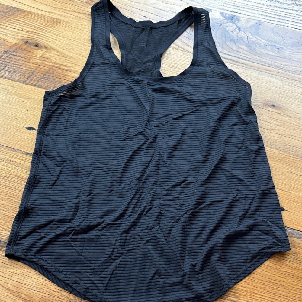 lululemon athletica Black Stripe Sheer Tank Top